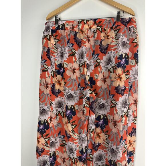 Johnny Was x Jade Silk Wide Leg Poonam Tropical Floral Crop Pants Sheer Size XL - Picture 9 of 14